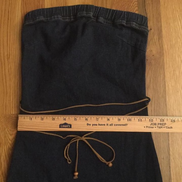 Rue twenty one options Junior denim strapless fringe dress, Size M - Picture 10 of 10